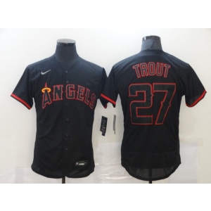 MLB Angels 27 Mike Trout Black FlexBase Men Jersey
