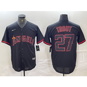 MLB Angels 27 Mike Trout Black Nike Cool Base Men Jersey