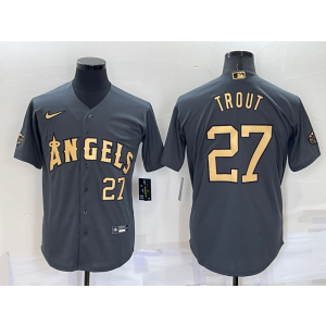 MLB Angels 27 Mike Trout Charcoal 2022 All-Star Nike Cool Base Men Jersey MLB Angels 27 Mike Trout Charcoal 2022 All-Star Nike Cool Base Men Jersey