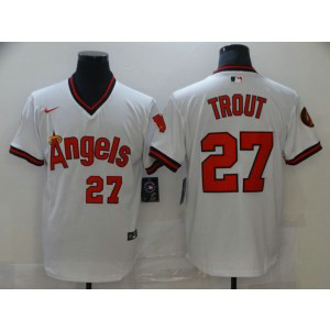 MLB Angels 27 Mike Trout White Nike Cool Base Men Jersey