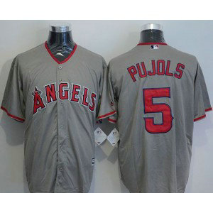 MLB Angels 5 Albert Pujols Grey New Cool Base Men Jersey