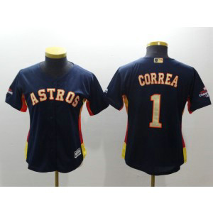 MLB Astros 1 Carlos Correa Navy 2018 Gold Program Cool Base Women Jersey