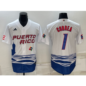 MLB Astros 1 Carlos Correa White 2023 World Series Cool Base Men Jersey
