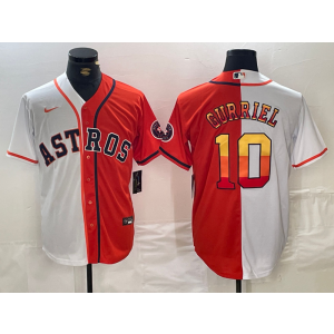 MLB Astros 10 GURRIEL Orange White Split Nike Cool Base Men Jersey MLB Astros 10 GURRIEL Orange White Split Nike Cool Base Men Jersey