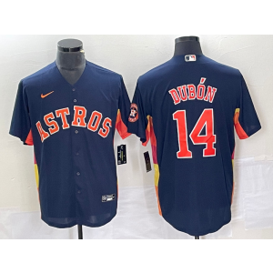 MLB Astros 14 Mauricio Dubó Navy Nike Cool Base Men Jersey