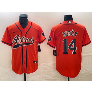 MLB Astros 14 Mauricio Dubó Orange Nike Cool Base Men Jersey