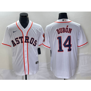 MLB Astros 14 Mauricio Dubó White Nike Cool Base Men Jersey