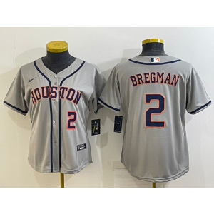 MLB Astros 2 Alex Bregman Grey Nike Cool Base Women Jersey