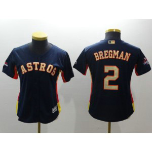 MLB Astros 2 Alex Bregman Navy 2018 Gold Program Cool Base Women Jersey
