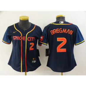 MLB Astros 2 Alex Bregman Navy 2022 City Connect Nike Cool Base Women Jersey