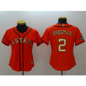MLB Astros 2 Alex Bregman Orange 2018 Gold Program Cool Base Women Jersey