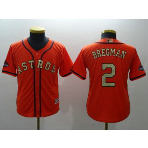 MLB Astros 2 Alex Bregman Orange 2018 Gold Program Cool Base Youth Jersey