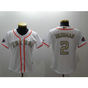 MLB Astros 2 Alex Bregman White 2018 Gold Program Cool Base Women Jersey