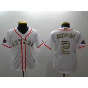 MLB Astros 2 Alex Bregman White 2018 Gold Program Cool Base Youth Jersey