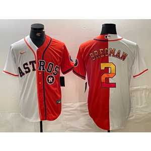 MLB Astros 2 BREGMAN White Orange Split Nike Cool Base Men Jersey MLB Astros 2 BREGMAN White Orange Split Nike Cool Base Men Jersey