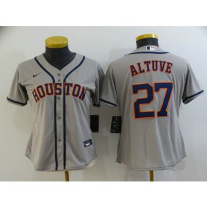 MLB Astros 27 Jose Altuve Grey Nike Cool Base Women Jersey