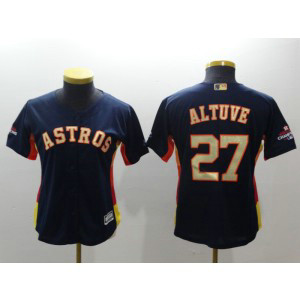 MLB Astros 27 Jose Altuve Navy 2018 Gold Program Cool Base Women Jersey
