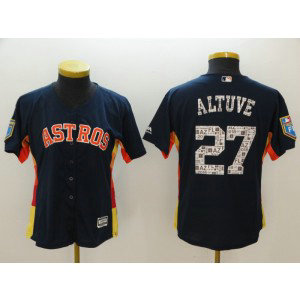 MLB Astros 27 Jose Altuve Navy 2018 Spring Training Cool Base Women Jersey