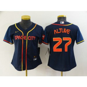 MLB Astros 27 Jose Altuve Navy 2022 City Connect Cool Base Women Jersey