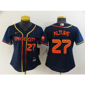 MLB Astros 27 Jose Altuve Navy 2022 City Connect Nike Cool Base Women Jersey