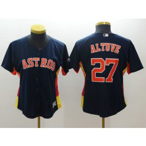 MLB Astros 27 Jose Altuve Navy Blue Women Jersey