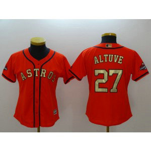 MLB Astros 27 Jose Altuve Orange 2018 Gold Program Cool Base Women Jersey
