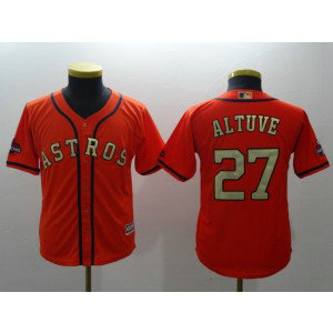 MLB Astros 27 Jose Altuve Orange 2018 Gold Program Cool Base Youth Jersey