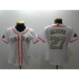 MLB Astros 27 Jose Altuve White 2018 Gold Program Cool Base Women Jersey