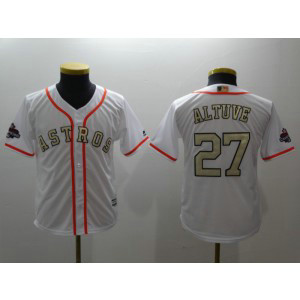 MLB Astros 27 Jose Altuve White 2018 Gold Program Cool Base Youth Jersey
