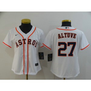 MLB Astros 27 Jose Altuve White 2020 Nike Cool Base Women Jersey(Run Small)
