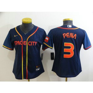 MLB Astros 3 Jeremy Pena Navy 2022 City Connect Nike Cool Base Women Jersey