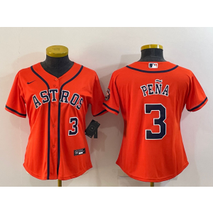 MLB Astros 3 Jeremy Pena Orange Nike Cool Women Jersey