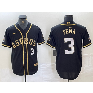 MLB Astros 3 Pena Black Gold Nike Cool Base Men Jersey