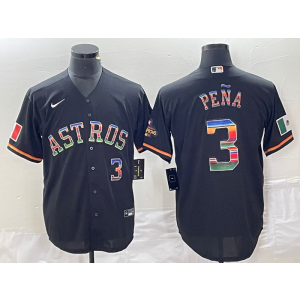 MLB Astros 3 Pena Black Rainbow Nike Cool Base Men Jersey