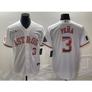 MLB Astros 3 Pena White Rainbow Nike Cool Base Men Jersey