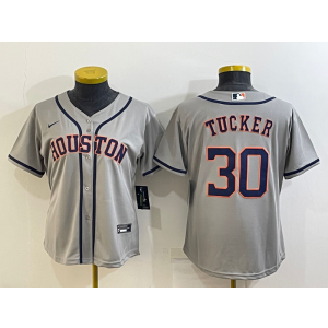 MLB Astros 30 Kyle Tucker Grey Nike Cool Base Women Jersey