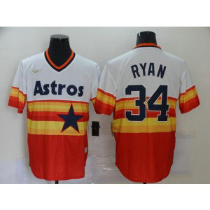 MLB Astros 34 Nolan Ryan Orange 2020 Nike Throwback Men Jersey
