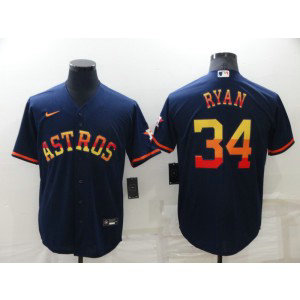 MLB Astros 34 Nolan Ryan Rainbow Nike Cool Base Men Jersey