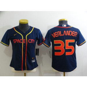 MLB Astros 35 Justin Verlander Navy 2022 City Connect Nike Cool Base Women Jersey