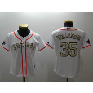 MLB Astros 35 Justin Verlander White 2018 Gold Program Cool Base Women Jersey