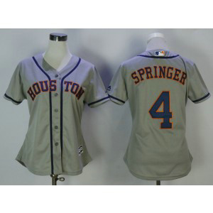 MLB Astros 4 George Springer Gray Cool Base Women Jersey