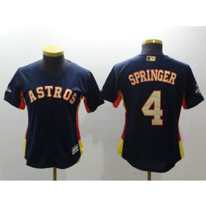 MLB Astros 4 George Springer Navy 2018 Gold Program Cool Base Women Jersey