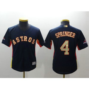 MLB Astros 4 George Springer Navy 2018 Gold Program Cool Base Youth Jersey