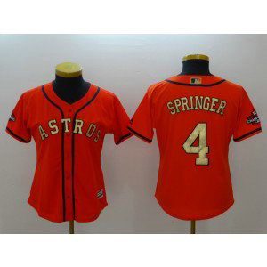 MLB Astros 4 George Springer Orange 2018 Gold Program Cool Base Women Jersey