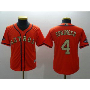 MLB Astros 4 George Springer Orange 2018 Gold Program Cool Base Youth Jersey