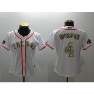 MLB Astros 4 George Springer White 2018 Gold Program Cool Base Women Jersey