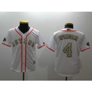 MLB Astros 4 George Springer White 2018 Gold Program Cool Base Youth Jersey