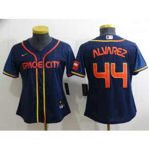 MLB Astros 44 Yordan Alvarez Navy 2022 City Connect Nike New Cool Base Women Jersey