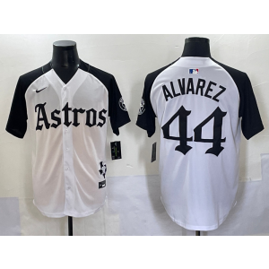 MLB Astros 44 Yordan Alvarez White Black Nike Cool Base Men Jersey