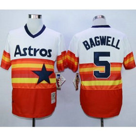 MLB Astros 5 Jeff Bagwell White Orange 1980 Mitchell and Ness Throwback Men Jersey MLB Astros 5 Jeff Bagwell White Orange 1980 Mitchell and Ness Throwback Men Jersey